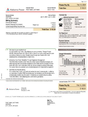 Alabama Power A4 utility template – download and edit easily