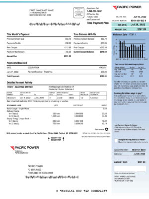 california utility bill template