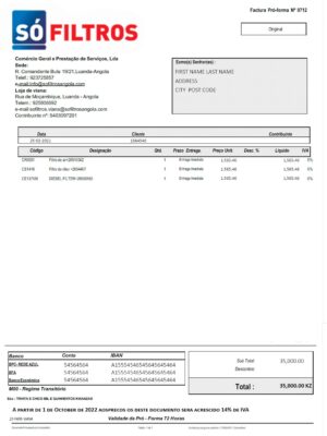 Angola Make utility bill template