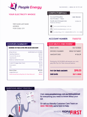 Australia Create utility bill