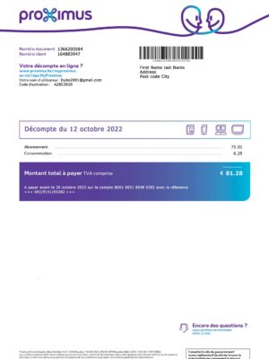 Belgium utility bill template