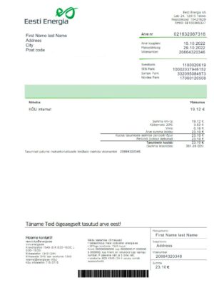 Estonia utility bill