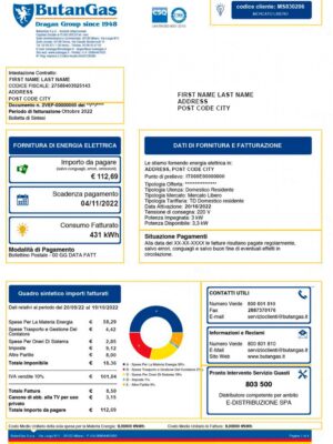 Italy Create utility bill