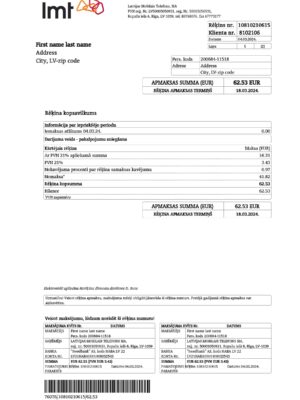 Latvia Editable {utility type} bill template – {State} Imt sample in PDF