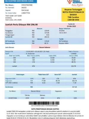Malaysia utility bill