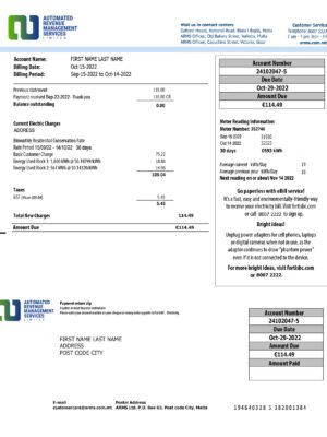 Malta utility bill for proof of address