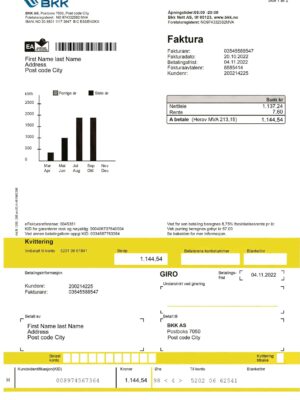 Norway utility bill for proof of address