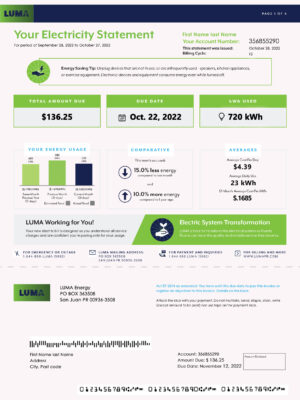 Puerto Rico utility bill template