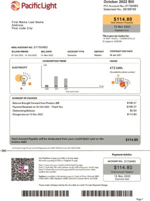 Singapore utility bill for proof of address