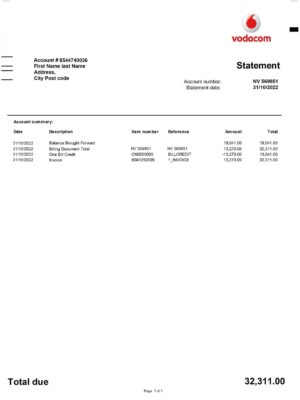 Tanzania utility bill template