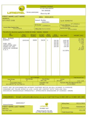 Uganda Make utility bill template