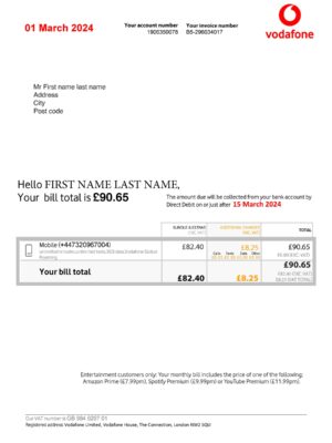 UK VodafoneA4 utility template – download and edit easily