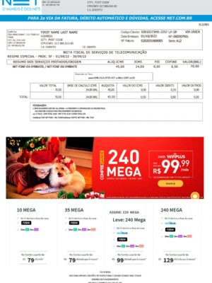 Brazil utility bill template