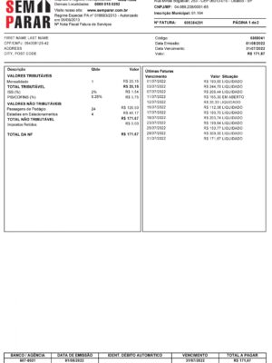 Brazil utility bill template