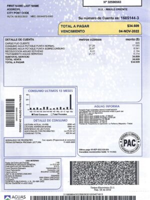 Chile utility bill for proof of address
