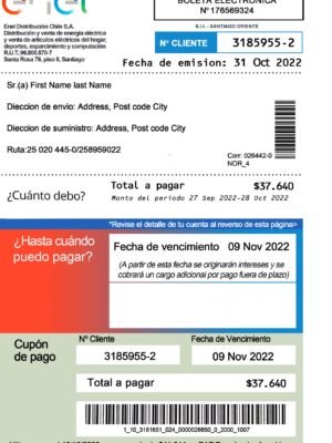 Chile utility bill template