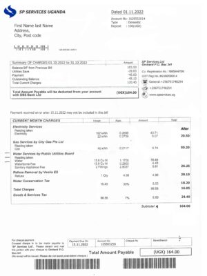 Uganda utility bill