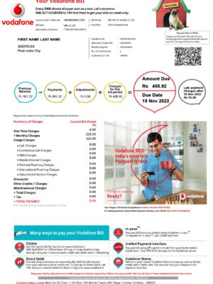 India Create utility bill