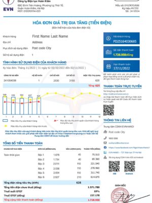 Vietnam utility bill template