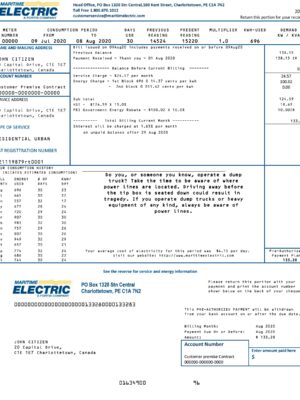 Canada utility bill template