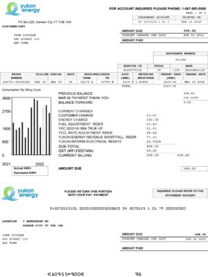 Canada utility bill template