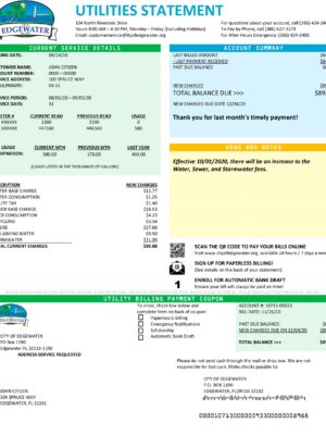 florida utility bill template