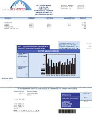 Iowa utility bill template