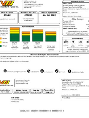 North Carolina utility bill template