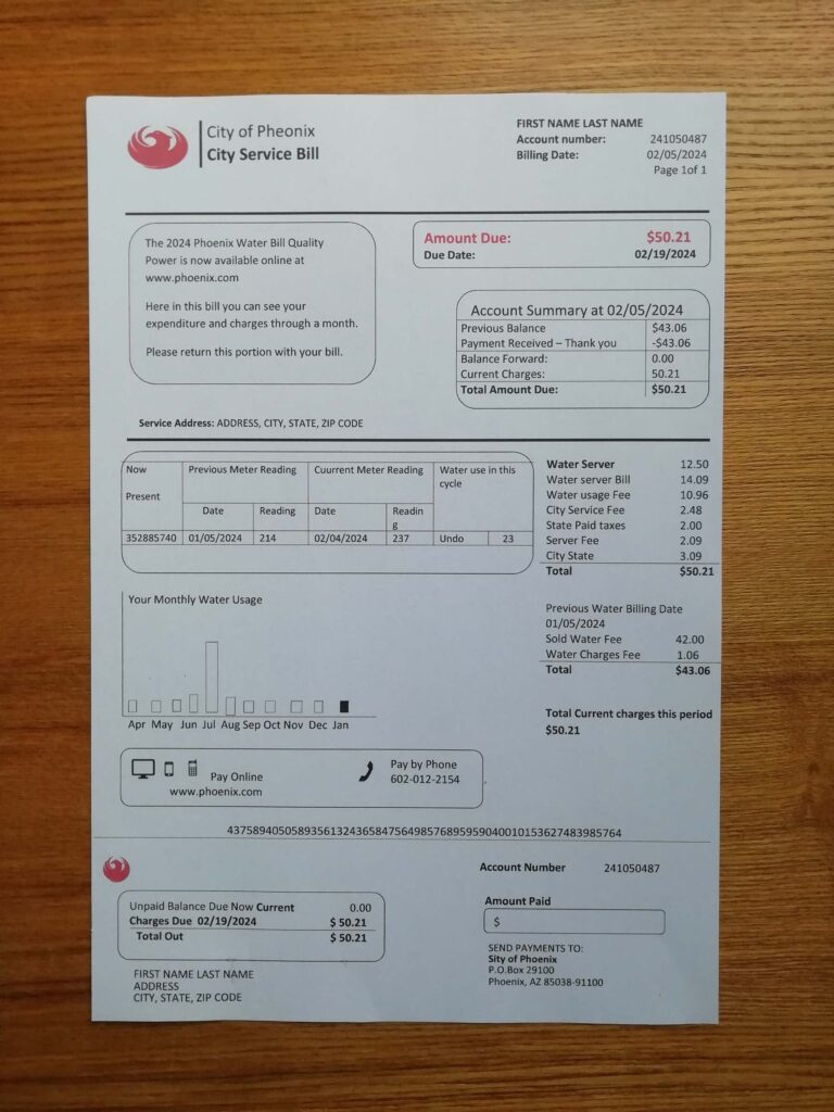 Arizona City of Phoenix bill preview in natural lighting