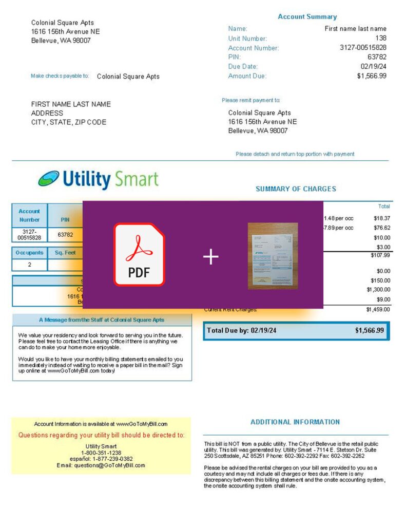 Smart Bill Sample Editable Arizona Utility Smart Bill Template – 2025 Custom Format