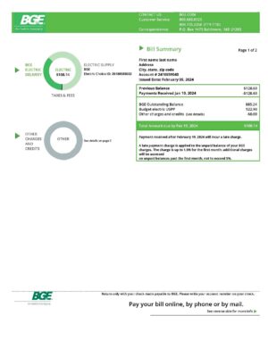 Maryland BGE A4 utility template – download and edit easily