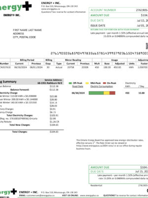 Editable energy bill template – Canada Energy Plus sample in PDF