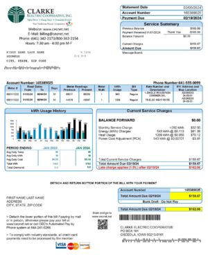 Clarke {utility type} statement from Iowa – modifiable PDF template