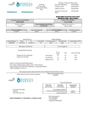 Florida Pensacola Energy A4 utility template – download and edit easily