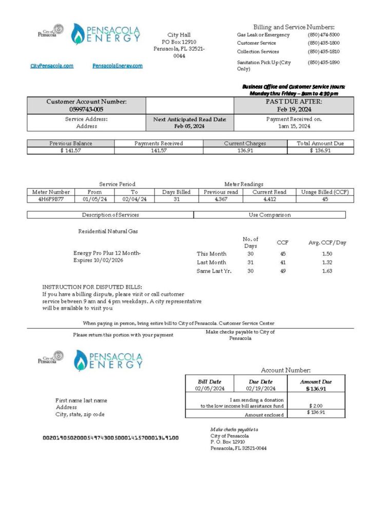 florida utility bill for proof of address