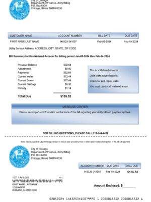 Illinois {Provider} utility bill from {State} – customizable PDF for address proof