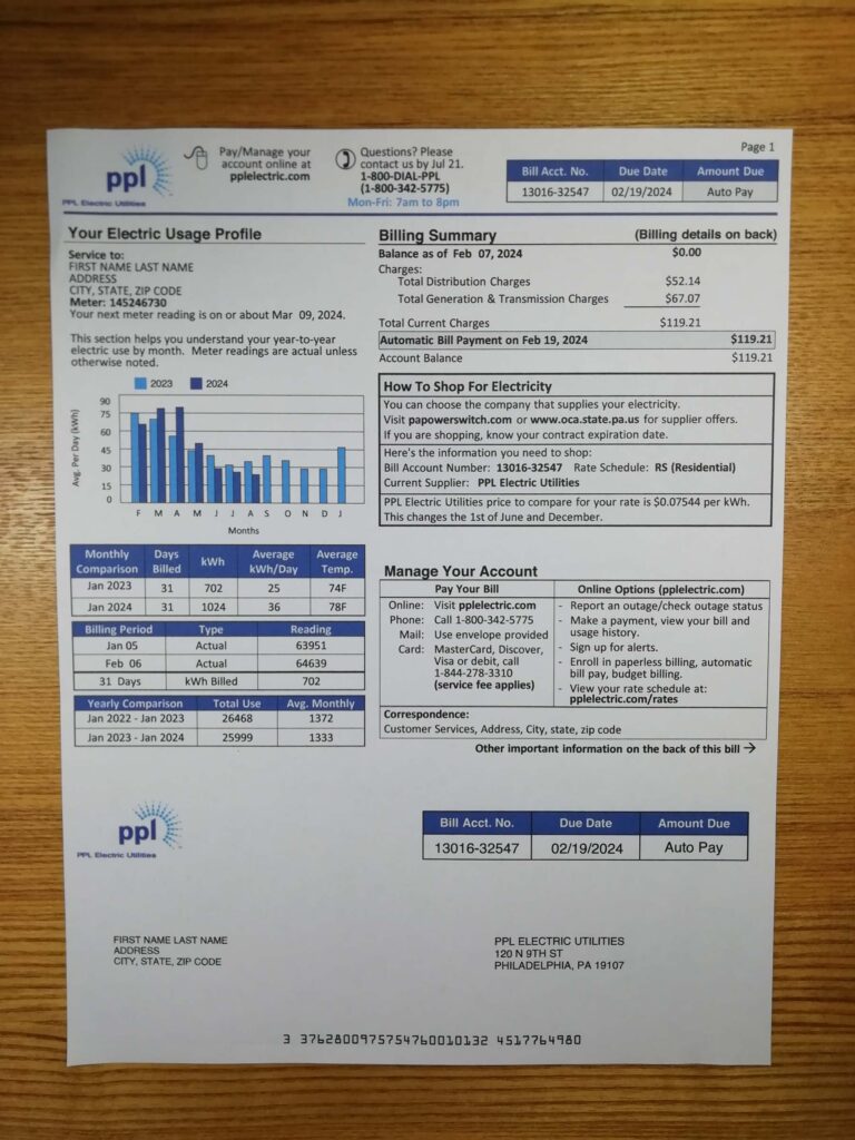 Real photo of PPL Electric utility template