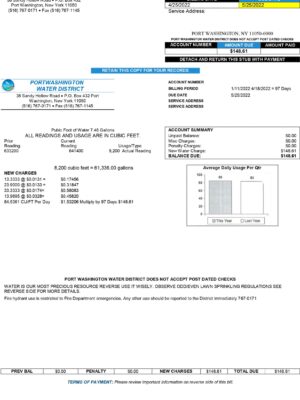 Port Washington Water District utility bill