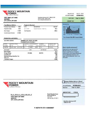 Utah Rocky Mountain Power A4 utility template – download and edit easily