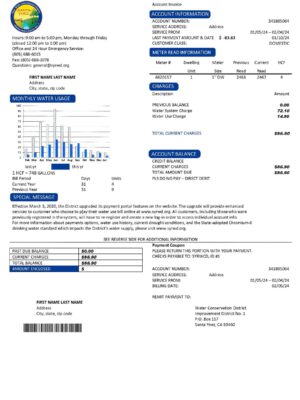 California {Provider} utility bill from {State} – customizable PDF for address proof