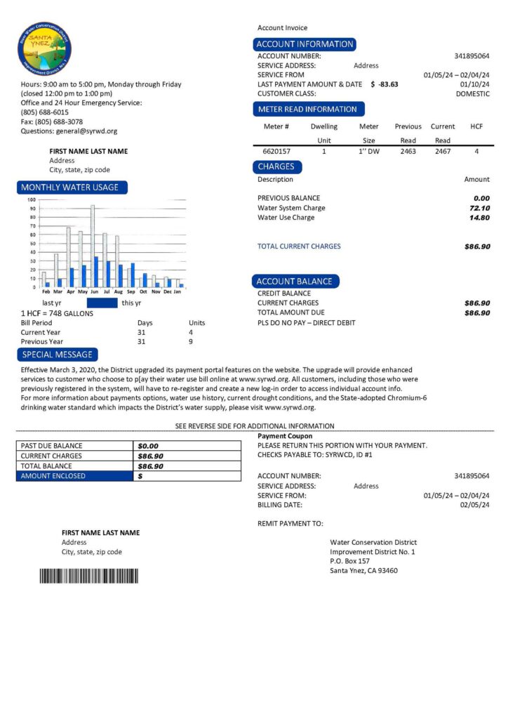 California utility bill