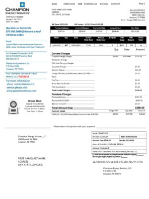 {State} Champion Energy Services A4 utility template – download and edit easily