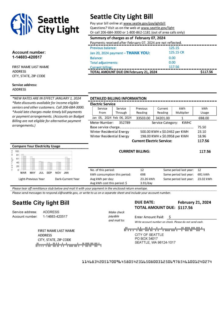 Light utility bill template