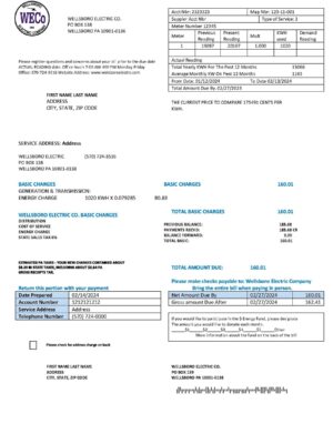 Pennsylvania {State} Wellsboro A4 utility template – download and edit easily
