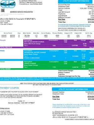 California free utility bill for proof of address