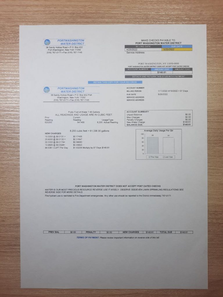 Physical new york Port Washington Water District snapshot for review