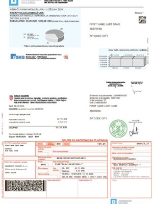 Croatia Editable Electricity bill template – Croatia Zagrebacki Holding sample in PDF