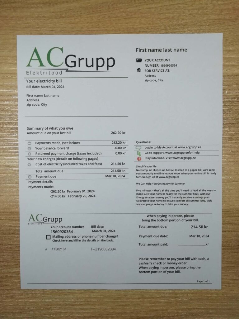 Real photo of Estonia AC Grupp utility template