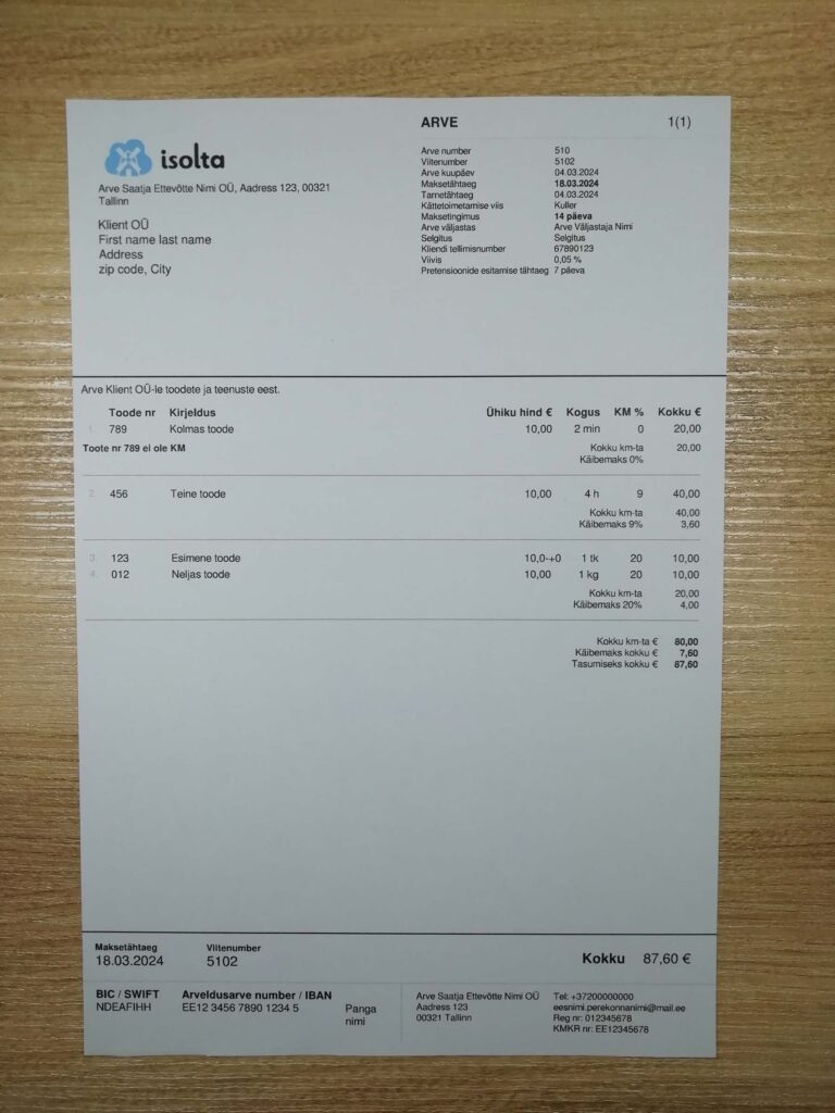 Estonia Isolta utility bill snapshot for review