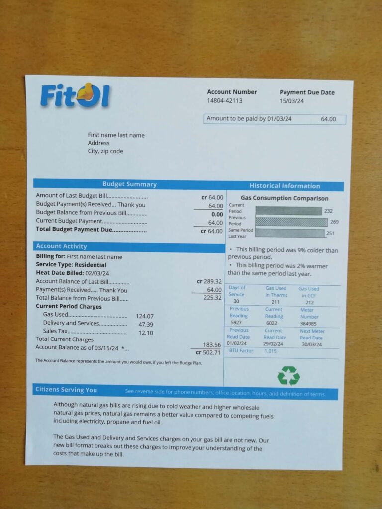 A4-format Sweden Fitol utility paper example
